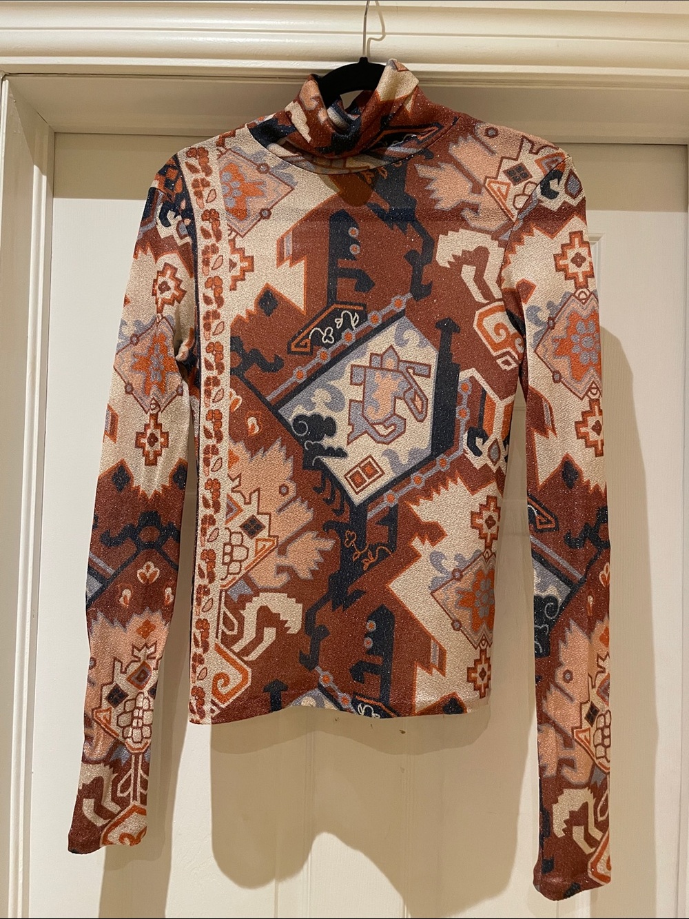 Acne Studios Metallic Abstract Print Turtleneck Art to Wear M